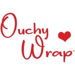 Ouchy Wrap Logo with red heart, registered. Represents the company that provides super soft & wearable therapeutic comfort that reduces pain, discomfort, temperatures, & sensory overload because every child deserves to feel better fast!